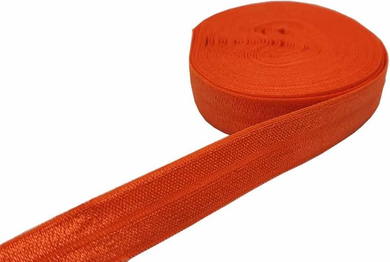 FAYADA Fold Over Elastic,5/8" Foldover FOE Trim Elastic Ribbon,Stretch FOE Band for Hair Ties Headbands Sewing Craft -5 Yards (Orange) - Image 2